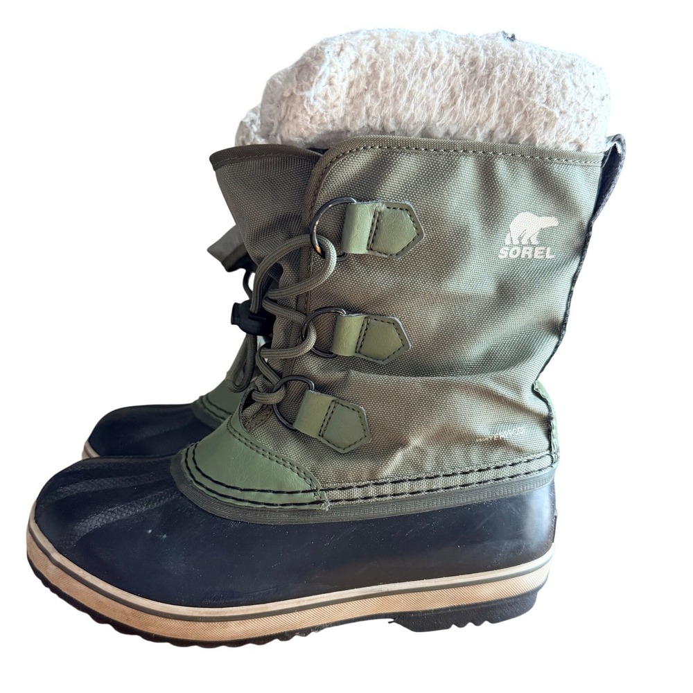 Sorel Boots Kids 3 Yoot Pac TP Sage Green Waterproof Snow EUC NY1962-371